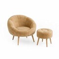 Set fotoliu cu aripioare și puf (2 Pieces), Atelier del Sofa, 251BLS1144, PAL, Maro