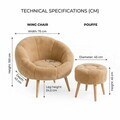 Set fotoliu cu aripioare și puf (2 Pieces), Atelier del Sofa, 251BLS1144, PAL, Maro