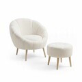 Set fotoliu cu aripioare și puf (2 Pieces), Atelier del Sofa, 251BLS1145, PAL, Alb