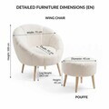 Set fotoliu cu aripioare și puf (2 Pieces), Atelier del Sofa, 251BLS1145, PAL, Alb