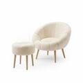 Set fotoliu cu aripioare și puf (2 Pieces), Atelier del Sofa, 251BLS1146, PAL, Crem