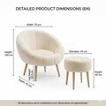 Set fotoliu cu aripioare și puf (2 Pieces), Atelier del Sofa, 251BLS1146, PAL, Crem