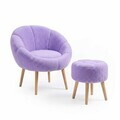 Set fotoliu cu aripioare și puf (2 Pieces), Atelier del Sofa, 251BLS1147, PAL, Lila