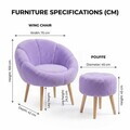 Set fotoliu cu aripioare și puf (2 Pieces), Atelier del Sofa, 251BLS1147, PAL, Lila