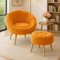 Set fotoliu cu aripioare și puf (2 Pieces), Atelier del Sofa, 251BLS1148, PAL, Portocaliu
