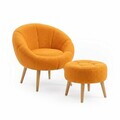 Set fotoliu cu aripioare și puf (2 Pieces), Atelier del Sofa, 251BLS1148, PAL, Portocaliu