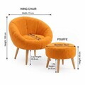 Set fotoliu cu aripioare și puf (2 Pieces), Atelier del Sofa, 251BLS1148, PAL, Portocaliu