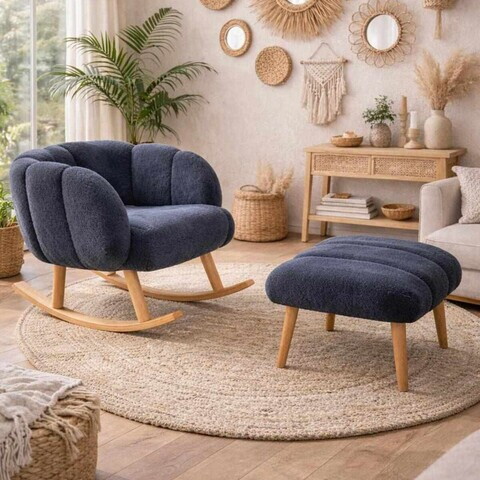 Set fotoliu cu aripioare și puf (2 Pieces), Atelier del Sofa, 251BLS1154, PAL, Antracit