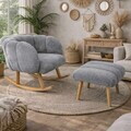Set fotoliu cu aripioare și puf (2 Pieces), Atelier del Sofa, 251BLS1155, PAL, Gri