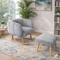 Set fotoliu cu aripioare și puf (2 Pieces), Atelier del Sofa, 251BLS1155, PAL, Gri