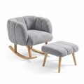 Set fotoliu cu aripioare și puf (2 Pieces), Atelier del Sofa, 251BLS1155, PAL, Gri