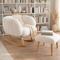 Set fotoliu cu aripioare și puf (2 Pieces), Atelier del Sofa, 251BLS1156, PAL, Alb