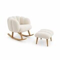 Set fotoliu cu aripioare și puf (2 Pieces), Atelier del Sofa, 251BLS1156, PAL, Alb
