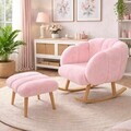 Set fotoliu cu aripioare și puf (2 Pieces), Atelier del Sofa, 251BLS1157, PAL, Roz