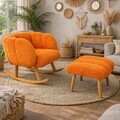 Set fotoliu cu aripioare și puf (2 Pieces), Atelier del Sofa, 251BLS1158, PAL, Portocaliu