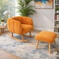 Set fotoliu cu aripioare și puf (2 Pieces), Atelier del Sofa, 251BLS1158, PAL, Portocaliu