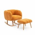 Set fotoliu cu aripioare și puf (2 Pieces), Atelier del Sofa, 251BLS1158, PAL, Portocaliu