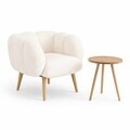 Set fotoliu cu aripioare și măsuță laterală (2 Pieces), Atelier del Sofa, 251BLS1162, PAL, Alb