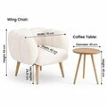 Set fotoliu cu aripioare și măsuță laterală (2 Pieces), Atelier del Sofa, 251BLS1162, PAL, Alb