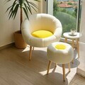 Set fotoliu cu aripioare și măsuță laterală (2 Pieces), Atelier del Sofa, 251BLS1214, PAL, Alb / Galben