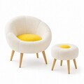 Set fotoliu cu aripioare și măsuță laterală (2 Pieces), Atelier del Sofa, 251BLS1214, PAL, Alb / Galben