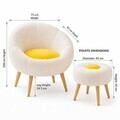 Set fotoliu cu aripioare și măsuță laterală (2 Pieces), Atelier del Sofa, 251BLS1214, PAL, Alb / Galben
