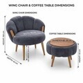 Set fotoliu cu aripioare și măsuță de cafea (3 Pieces), Atelier del Sofa, 251BLS1238, PAL, Antracit