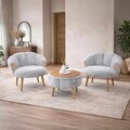Set fotoliu cu aripioare și măsuță de cafea (3 Pieces), Atelier del Sofa, 251BLS1239, PAL, Gri