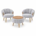 Set fotoliu cu aripioare și măsuță de cafea (3 Pieces), Atelier del Sofa, 251BLS1239, PAL, Gri