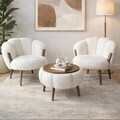 Set fotoliu cu aripioare și măsuță de cafea (3 Pieces), Atelier del Sofa, 251BLS1240, PAL, Alb