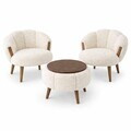 Set fotoliu cu aripioare și măsuță de cafea (3 Pieces), Atelier del Sofa, 251BLS1240, PAL, Alb