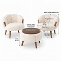 Set fotoliu cu aripioare și măsuță de cafea (3 Pieces), Atelier del Sofa, 251BLS1240, PAL, Alb