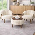 Set fotoliu cu aripioare și măsuță de cafea (3 Pieces), Atelier del Sofa, 251BLS1243, PAL, Crem