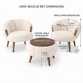 Set fotoliu cu aripioare și măsuță de cafea (3 Pieces), Atelier del Sofa, 251BLS1243, PAL, Crem
