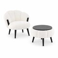Set fotoliu cu aripioare și măsuță de cafea (3 Pieces), Atelier del Sofa, 251BLS1245, PAL, Alb/Negru