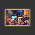 Tablou decorativ cu lumina LED, 4570MDACT-002, PÂNZĂ DIN PIELE ÎNTOARSĂ, Dimensiune: 45 x 70 cm, Multicolor