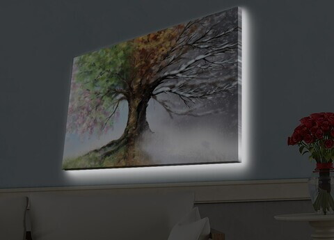 Tablou decorativ cu lumina LED, 4570HDACT-052, PÂNZĂ DIN PIELE ÎNTOARSĂ, Dimensiune: 45 x 70 cm, Multicolor