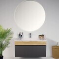 Dulap de baie cu chiuvetă și oglindă (2 Pieces), Hanah Home, Armonie, PAL, Fumuriu