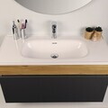 Dulap de baie cu chiuvetă și oglindă (2 Pieces), Hanah Home, Armonie, PAL, Fumuriu