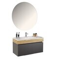 Dulap de baie cu chiuvetă și oglindă (2 Pieces), Hanah Home, Armonie, PAL, Fumuriu