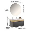 Dulap de baie cu chiuvetă și oglindă (2 Pieces), Hanah Home, Armonie, PAL, Fumuriu
