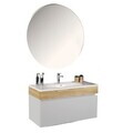 Dulap de baie cu chiuvetă și oglindă (2 Pieces), Hanah Home, Armonie, PAL, Alb