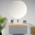 Dulap de baie cu chiuvetă și oglindă (2 Pieces), Hanah Home, Armonie, PAL, Gri deschis