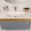 Dulap de baie cu chiuvetă și oglindă (2 Pieces), Hanah Home, Armonie, PAL, Gri deschis