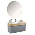 Dulap de baie cu chiuvetă și oglindă (2 Pieces), Hanah Home, Armonie, PAL, Gri deschis