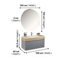 Dulap de baie cu chiuvetă și oglindă (2 Pieces), Hanah Home, Armonie, PAL, Gri deschis