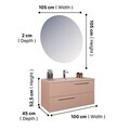 Dulap de baie cu chiuvetă și oglindă (2 Pieces), Hanah Home, Seninătate, PAL, Roz