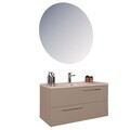 Dulap de baie cu chiuvetă și oglindă (2 Pieces), Hanah Home, Seninătate, PAL, Maro deschis