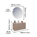Dulap de baie cu chiuvetă și oglindă (2 Pieces), Hanah Home, Seninătate, PAL, Maro deschis