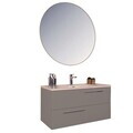 Dulap de baie cu chiuvetă și oglindă (2 Pieces), Hanah Home, Seninătate, PAL, Gri